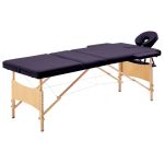 Masă de masaj pliabilă, 3 zone, violet, lemn GartenMobel Dekor