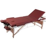 Masă de masaj pliabilă, 3 zone, roșu, cadru din lemn, roșu GartenMobel Dekor