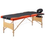 Masă de masaj pliabilă, 3 zone, negru și portocaliu, lemn GartenMobel Dekor
