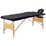 Masă de masaj pliabilă, 3 zone, negru și violet, lemn GartenMobel Dekor
