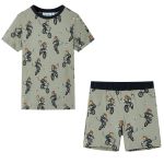 Pijamale pentru copii cu mâneci scurte, kaki deschis, 104 GartenMobel Dekor