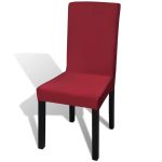 Huse de scaun elastice drepte, 6 buc., roșu bordo GartenMobel Dekor