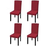 Huse de scaun elastice drepte, 4 buc., roșu bordo GartenMobel Dekor