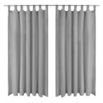 Draperii micro-satin cu bride, 2 buc, 140 x 225 cm, gri GartenMobel Dekor