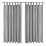 Draperii micro-satin cu bride 2 buc, 140 x 245 cm, gri GartenMobel Dekor