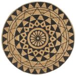 Covor manual cu imprimeu negru, 150 cm, iută GartenMobel Dekor