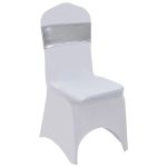 Fundă de scaun elastică, 25 buc, cataramă cu diamante, argintiu GartenMobel Dekor