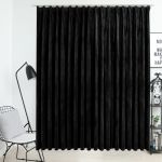 Draperie opacă, negru, 290 x 245 cm, catifea, cu cârlige GartenMobel Dekor