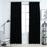 Draperii opace cu cârlige, 2 buc., negru, 140x175 cm, catifea GartenMobel Dekor