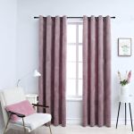 Draperii opace cu inele 2 buc. roz antichizat 140x225cm catifea GartenMobel Dekor
