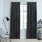 Draperii opace cu cârlige, 2 buc, antracit, 140x225 cm catifea GartenMobel Dekor