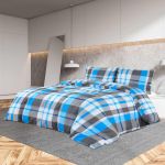 Set cu husă de pilotă, albastru și gri, 200x200 cm, bumbac GartenMobel Dekor