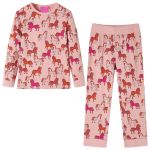 Pijamale pentru copii cu mâneci lungi roz deschis 140 GartenMobel Dekor