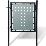 Poartă de gard cu o ușă, negru, 100x125 cm GartenMobel Dekor
