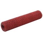 Plasă de sârmă găini, roșu, 25 x 0,75 m, oțel cu înveliș PVC GartenMobel Dekor