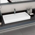 Chiuvetă, alb, 100x46x11cm, conglomerat turnat mineral/marmură GartenMobel Dekor