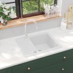 Chiuvetă de bucătărie din granit, alb, bazin unic GartenMobel Dekor