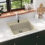 Chiuvetă de bucătărie din granit, bej, bazin unic GartenMobel Dekor