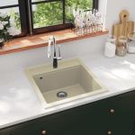 Chiuvetă de bucătărie din granit, bej, un bazin GartenMobel Dekor