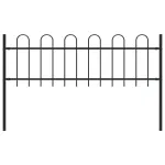 Gard de grădină cu vârf curbat, negru, 1,7 m, oțel GartenMobel Dekor