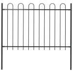 Gard de grădină cu vârf curbat, negru, 1,7 m, oțel GartenMobel Dekor