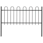 Gard de grădină cu vârf curbat, negru, 1,7 m, oțel GartenMobel Dekor
