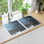 Chiuvetă de bucătărie lucrată manual, oțel inoxidabil GartenMobel Dekor