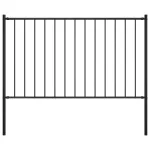 Panou de gard cu stâlpi, negru, 1,7 x 1,25 m, oțel GartenMobel Dekor