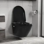 Vas WC suspendat fără ramă, negru, ceramică GartenMobel Dekor