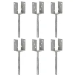 Ancore de gard, 6 buc., argintiu, 7x6x30 cm, oțel galvanizat GartenMobel Dekor