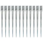 Țăruși de sol, 12 buc., argintiu, 7x7x90 cm, oțel galvanizat GartenMobel Dekor