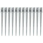 Țăruși de sol, 12 buc., argintiu, 8x8x91 cm, oțel galvanizat GartenMobel Dekor