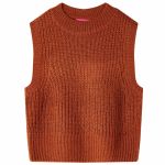Vestă pulover pentru copii tricotată, coniac, 116 GartenMobel Dekor