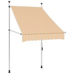 Copertină retractabilă manual, dungi portocaliu și alb, 100 cm GartenMobel Dekor