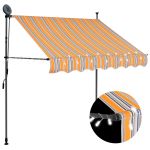 Copertină retractabilă manual cu LED, galben & albastru, 150 cm GartenMobel Dekor