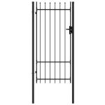 Poartă de gard cu o ușă, vârf ascuțit, negru, 1 x 2 m, oțel GartenMobel Dekor