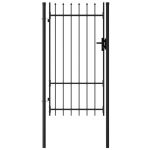 Poartă de gard cu o ușă, vârf ascuțit, negru, 1x1,75 m, oțel GartenMobel Dekor