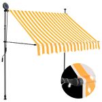 Copertină retractabilă manual cu LED, alb & portocaliu, 150 cm GartenMobel Dekor
