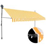 Copertină retractabilă manual cu LED, alb & portocaliu, 350 cm GartenMobel Dekor