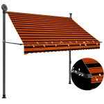 Copertină retractabilă manual cu LED, portocaliu & maro, 200 cm GartenMobel Dekor