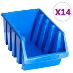 Cutii de depozitare stivuibile, 14 buc., albastru, plastic GartenMobel Dekor