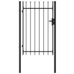 Poartă de gard cu o ușă, vârf ascuțit, negru, 1 x 1,5 m, oțel GartenMobel Dekor