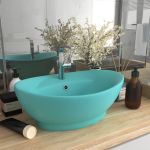 Chiuvetă lux preaplin verde deschis mat 58,5x39cm ceramică oval GartenMobel Dekor