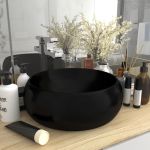 Chiuvetă baie lux, negru mat, 40x15 cm, ceramică, rotund GartenMobel Dekor