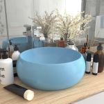 Chiuvetă baie lux albastru deschis mat 40x15 cm ceramică rotund GartenMobel Dekor