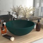 Chiuvetă baie lux verde închis mat 32,5x14 cm ceramică rotund GartenMobel Dekor