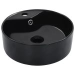 Chiuvetă cu preaplin, negru, 36x13 cm, ceramică GartenMobel Dekor
