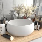 Chiuvetă de baie lux alb mat 40x15 cm ceramică rotund GartenMobel Dekor
