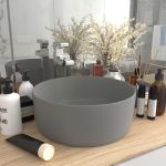 Chiuvetă baie lux gri deschis mat 40x15 cm ceramică rotund GartenMobel Dekor
