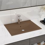Chiuvetă baie lux, orificiu robinet crem mat 60x46 cm ceramică GartenMobel Dekor